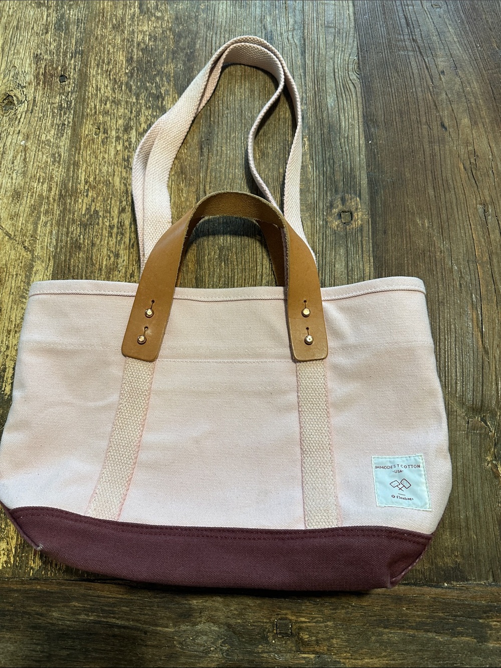 IMMODEST COTTON pink canvas tote bag